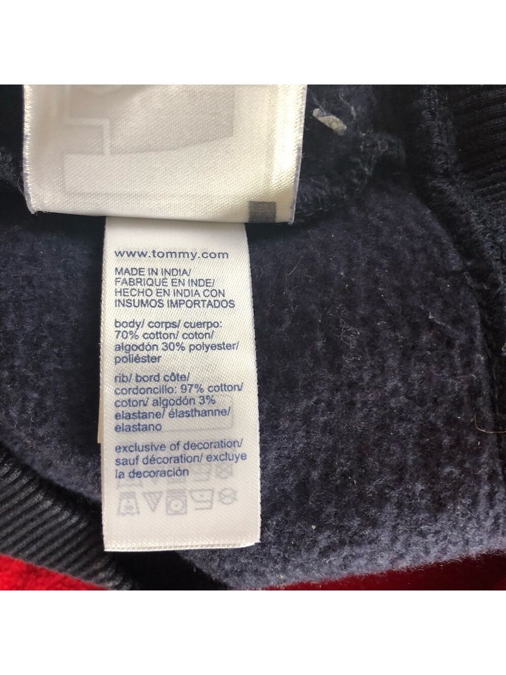 Tommy Hilfiger Navy Half-Zip Pullover with Embroidered Crest Size Small Preppy - Picture 8 of 10